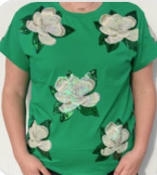 Queen of Sparkles Green Magnolia Tee - Boutique Bella BellaT-shirt