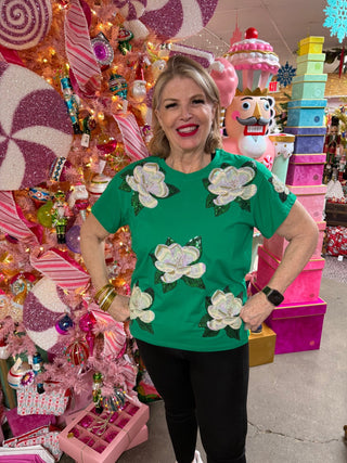 Queen of Sparkles Green Magnolia Tee - Boutique Bella BellaT-shirt