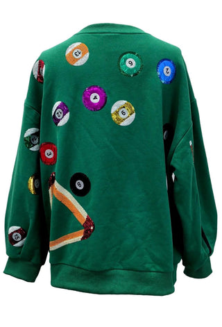 Queen of Sparkles - Green Pool Table Sweatshirt - Boutique Bella Bella