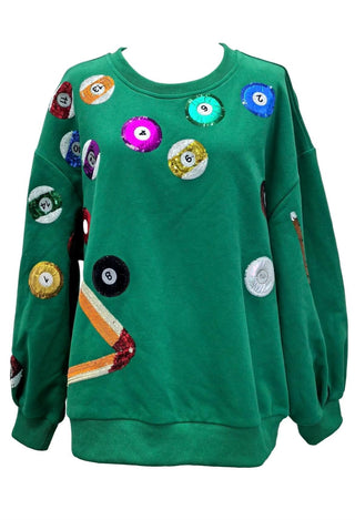 Queen of Sparkles - Green Pool Table Sweatshirt - Boutique Bella Bella