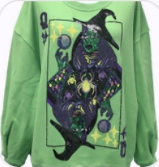 Queen of Sparkles - Green Queen Witch Card Sweatshirt - Boutique Bella BellaQueen of Sparkles