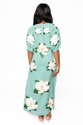 Queen of Sparkles Green & White Gingham Magnolia Button Up Cotton Midi Dress - Boutique Bella BellaQueen of Sparkles