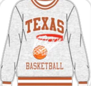 Queen of Sparkles - Grey & Burnt Orange 'Texas' Basketball Sweatshirt - Boutique Bella BellaQueen of Sparkles