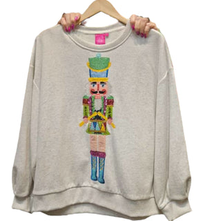 Queen of Sparkles - Grey Colorblock Drummer Nutcracker Sweatshirt - Boutique Bella Bella