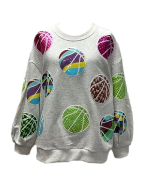 Queen of Sparkles - Grey Groovy Basketball Sweatshirt - Boutique Bella BellaQueen of Sparkles