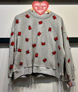 Queen of Sparkles - Grey Jewel Lady Bug Sweatshirt - Boutique Bella Bella