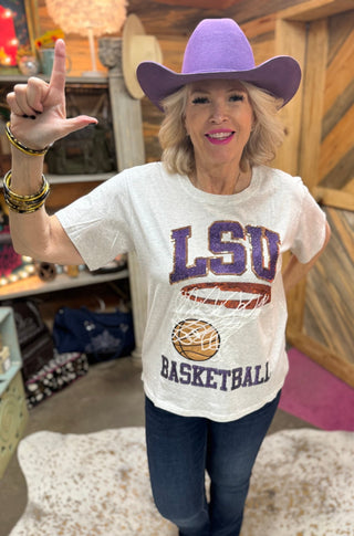 Queen of Sparkles - Grey LSU Basketball Tee - Boutique Bella BellaQueen of Sparkles