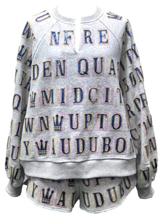 Queen of Sparkles - Grey Nola Street Tiles Sweatshirt - Boutique Bella BellaQueen of Sparkles