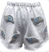Queen of Sparkles-Grey Scattered Beaded Shell Short - Boutique Bella BellaQueen of Sparkles