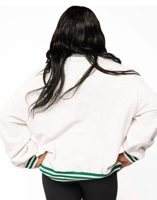 Queen of Sparkles Grey Sport Stripe 'Cafe Du Monde' Sweatshirt - Boutique Bella BellaQueen of Sparkles