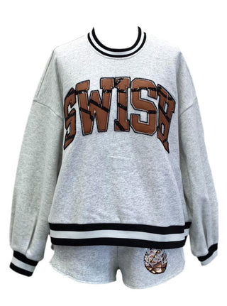 Queen of Sparkles - Grey Swish Basketball Sweatshirt - Boutique Bella BellaQueen of Sparkles