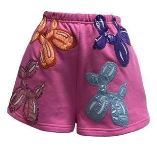 Queen of Sparkles - Hot Pink Multi Balloon Dog - Shorts - Boutique Bella Bella