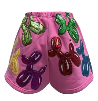 Queen of Sparkles - Hot Pink Multi Balloon Dog - Shorts - Boutique Bella Bella