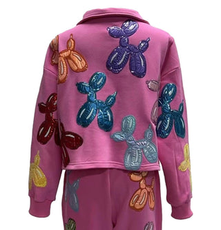 Queen of Sparkles - Hot Pink Multi Balloon Dog Sweatshirt - Boutique Bella Bella