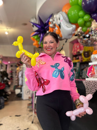 Queen of Sparkles - Hot Pink Multi Balloon Dog Sweatshirt - Boutique Bella Bella