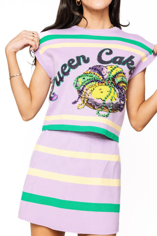 Queen of Sparkles Lavender, Green & Yellow Striped Skirt - Boutique Bella BellaQueen of Sparkles