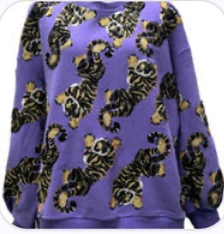 Queen of Sparkles - Lavender Scattered Full Tiger Sweatshirt - Boutique Bella BellaQueen of Sparkles