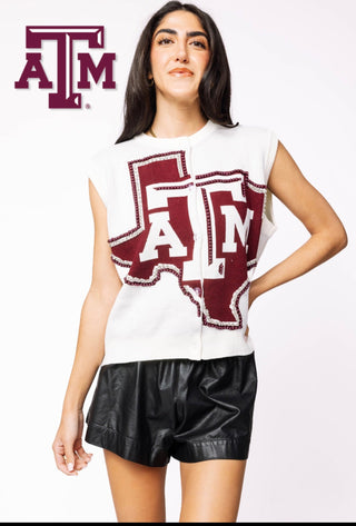 Queen of Sparkles Licensed Texas A&M Oversized Mascot Vest - Boutique Bella BellaVest