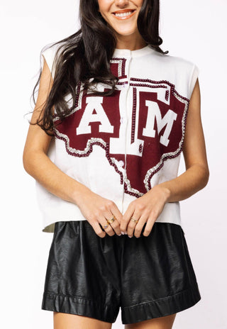 Queen of Sparkles Licensed Texas A&M Oversized Mascot Vest - Boutique Bella BellaVest