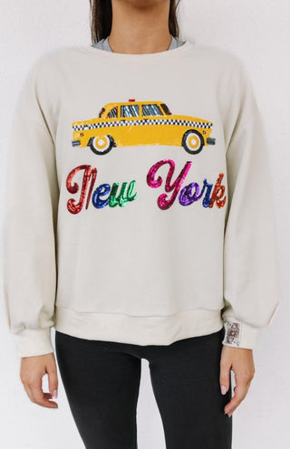 Queen of Sparkles Light Beige 'New York' City Icon Sweatshirt - Boutique Bella BellaSweatshirt