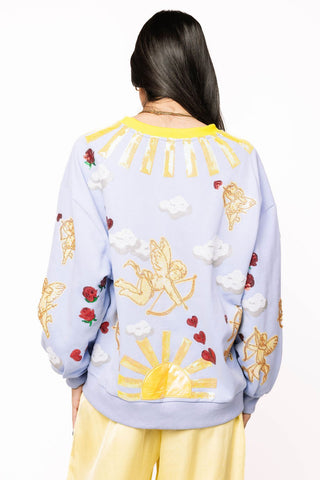 Queen of Sparkles Light Blue Cupid in the Sky Sweatshirt - Boutique Bella BellaSweater