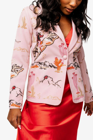 Queen of Sparkles Light Pink Bucking Cowgirl Blazer - Boutique Bella BellaQueen of Sparkles