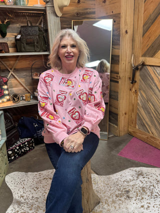 Queen of Sparkles - Light Pink Sweetheart Box Sweatshirt - Boutique Bella Bella