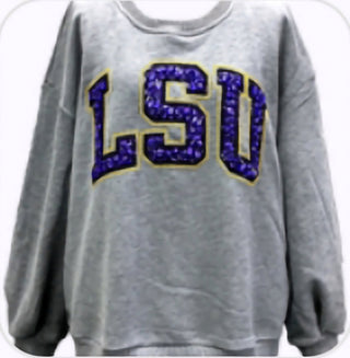 Queen of Sparkles - LSU Jeweled Letter Sweatshirt - Boutique Bella BellaQueen of Sparkles