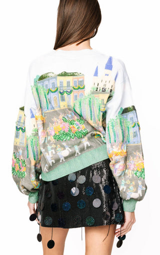 Queen of Sparkles Mardi Gras Parade Scene Button Up Cardigan - Boutique Bella BellaCardigan