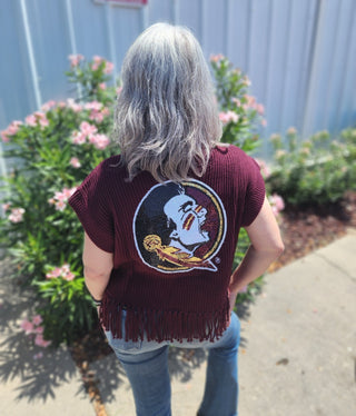 Queen of Sparkles - Maroon & Gold 'Fear The Spear' Fringe Sweater Vest - Boutique Bella BellaQueen of Sparkles