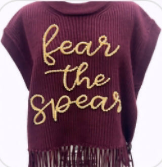 Queen of Sparkles - Maroon & Gold 'Fear The Spear' Fringe Sweater Vest - Boutique Bella BellaQueen of Sparkles