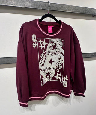 Queen of Sparkles Maroon & Pink Logo Sweatshirt - Boutique Bella BellaSweatshirt