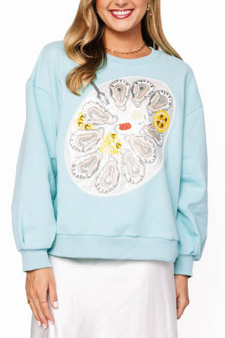 Queen of Sparkles Mint Blue Oyster Platter Sweatshirt - Boutique Bella BellaSweatshirt