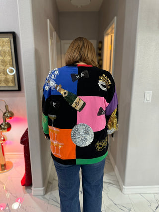 Queen of Sparkles Multi Checkered NYE Icon Sweatshirt - Boutique Bella BellaSweatshirt