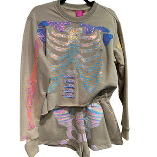 Queen of Sparkles - Nude Skeleton Sweatshirt - Boutique Bella Bella