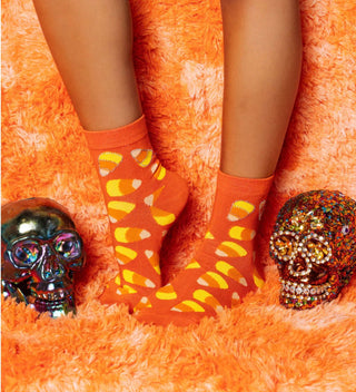 Queen of Sparkles - Orange Candy Corn Rhinestone Socks - Boutique Bella BellaQueen of Sparkles