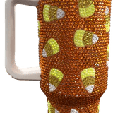 Queen of Sparkles - Orange Candy Corn Tumbler - Boutique Bella Bella