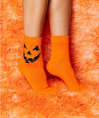 Queen of Sparkles - Orange Pumpkin Rhinestone Socks - Boutique Bella BellaQueen of Sparkles