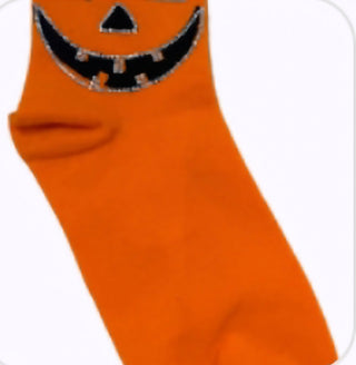 Queen of Sparkles - Orange Pumpkin Rhinestone Socks - Boutique Bella BellaQueen of Sparkles