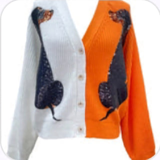 Queen of Sparkles - Orange & White Tennessee Dog Cardigan - Boutique Bella BellaQueen of Sparkles