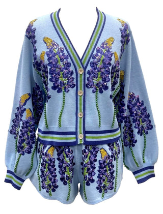 Queen of Sparkles - Pale Blue Bluebonnets Cardigan - Boutique Bella BellaQueen of Sparkles