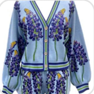 Queen of Sparkles - Pale Blue Bluebonnets Cardigan - Boutique Bella BellaQueen of Sparkles