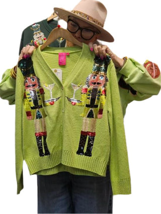 Queen of Sparkles - Pale Green Martini Nutcracker Cardigan - Boutique Bella Bella