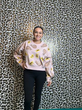 Queen of Sparkles Pale Pink Oysters & Lemons Sweatshirt - Boutique Bella BellaQueen of Sparkles