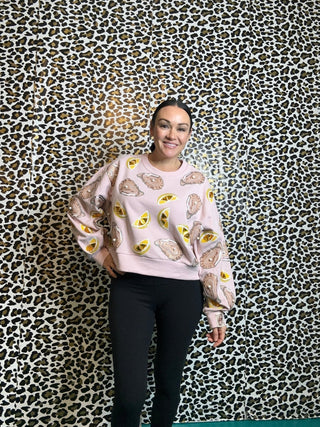 Queen of Sparkles Pale Pink Oysters & Lemons Sweatshirt - Boutique Bella BellaQueen of Sparkles