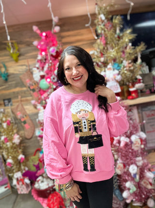 Queen of Sparkles - Pink Blonde - Haired Shopping Nutcracker Sweatshirt - Boutique Bella Bella