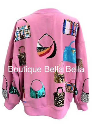 Queen of Sparkles - Pink Queen of Purses Sweatshirt - Boutique Bella BellaQueen of Sparkles