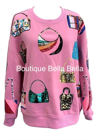 Queen of Sparkles - Pink Queen of Purses Sweatshirt - Boutique Bella BellaQueen of Sparkles