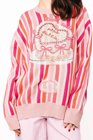 Queen of Sparkles Pink Striped 'XOXO Queen' Heart Cake Sweater - Boutique Bella BellaQueen of Sparkles