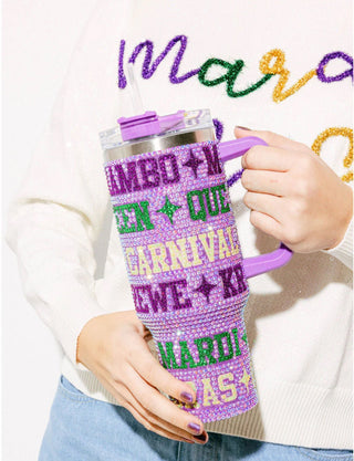 Queen of Sparkles - Purple Mardi Gras Rhinestone Tumbler - Boutique Bella BellaMardi gras